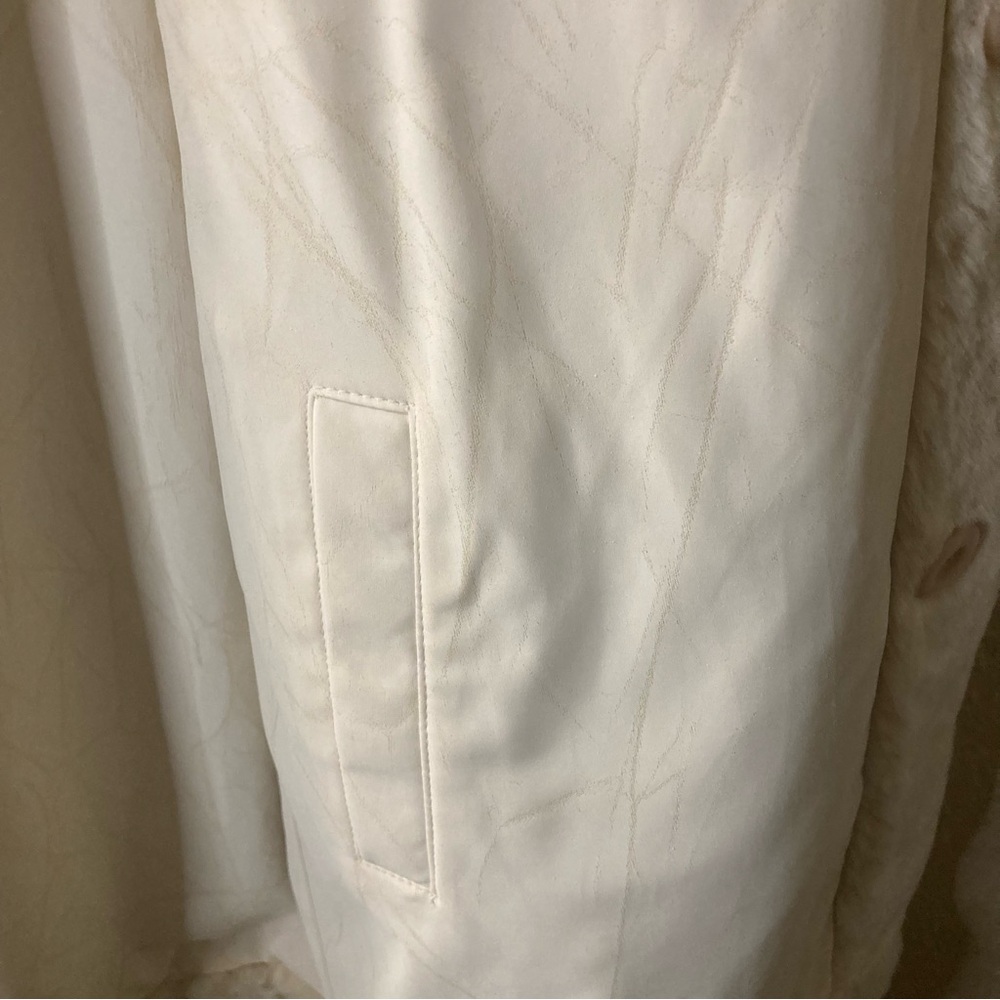 Giacca Cream Reversible Faux Fur Hooded Unique Coat Medium - Picture 9 of 16